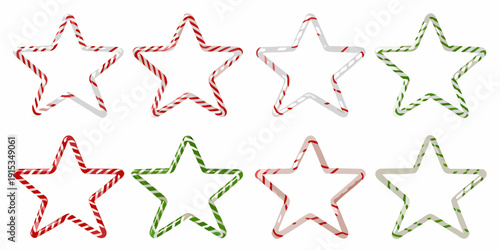Candy cane stars arranged in a grid on a white background