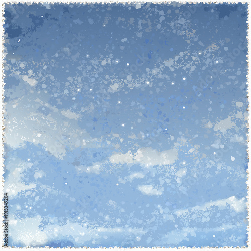 Abstract blue background with cloud like textures and subtle speckles