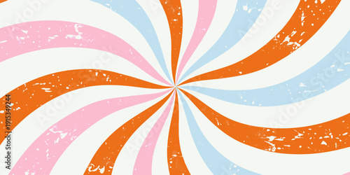 Colorful swirl pattern with orange pink and light blue radiating lines
