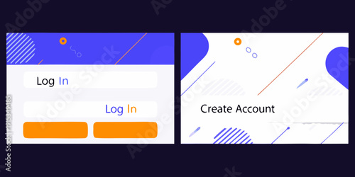 Two phone screens displaying login and account creation interfaces