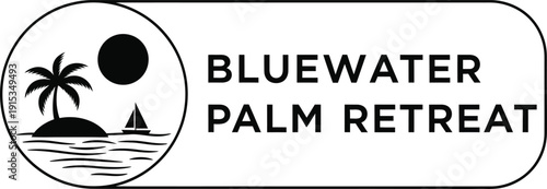 Minimalist Calm tropical retreat logo design for a vacation business  vector illustration 