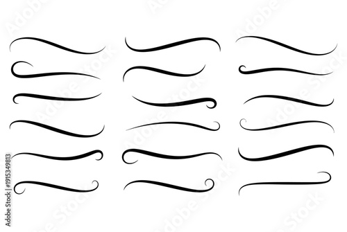 Calligraphy underline swashes and hand drawn flourish dividers set