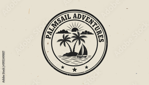 Palmsail Adventures logo in a Vintage style with an Adventurous mood  vector illustration 