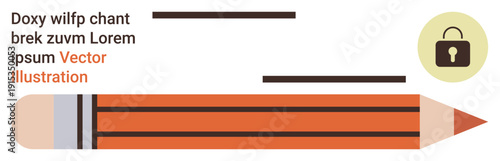 Data security, creative thinking, privacy, digital protection, cybersecurity, and secure content. Pencil and lock icon security and creativity. Data security and creative thinking