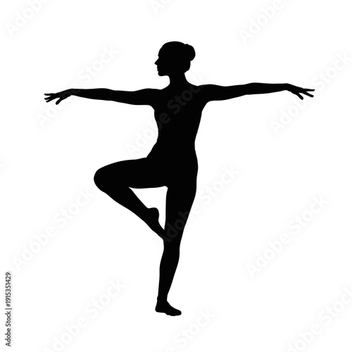 Silhouette of a ballet dancer performing a graceful pose.