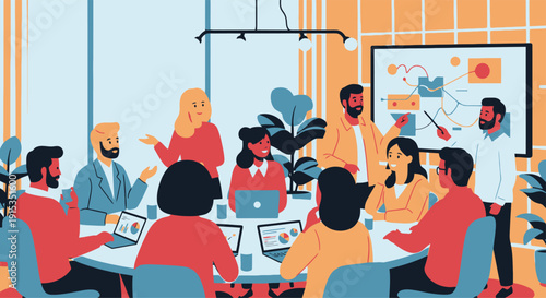 Team Collaboration in Conference Room with Presentations