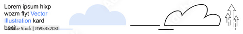 Growth, innovation, progress tracking, business concepts, creative designs, digital transformation. Simple cloud shapes with upward arrows. Growth and innovation in a modern design concept