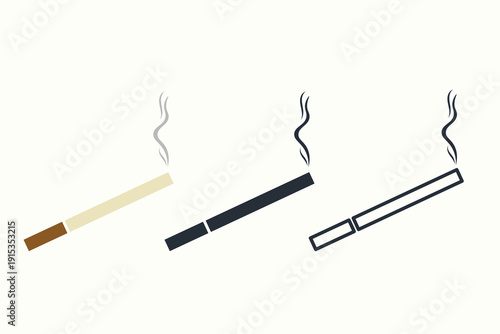 Cigarette smoking icon set.