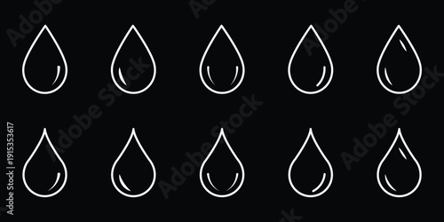 Water drop shape icons multiple style collection. Water drop icon symbol in thin line, outline and stroke style for apps. Water drop icon Vector simple flat graphic illustration. eps 10