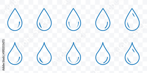 Water drop shape icons multiple style collection. Water drop icon symbol in thin line, outline and stroke style for apps. Water drop icon Vector simple flat graphic illustration. eps 10