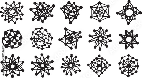 Collection of intricate black geometric mandala designs on white