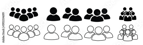 User group icons: single person, two, three, four people in outline and solid styles