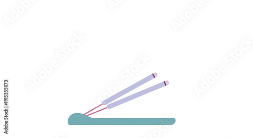 Two incense sticks burning with smoke curls on a holder