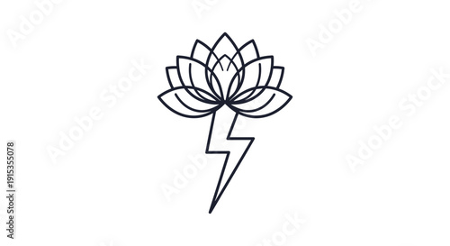 Lotus flower with lightning bolt icon, symbolizing transformation