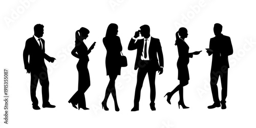 Business professionals in formal attire silhouettes