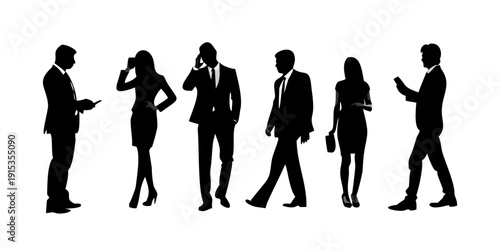 Business professionals in formal attire with transparent background suits