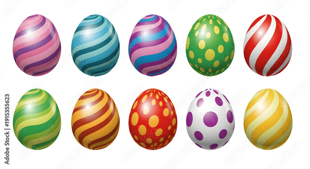 Fototapeta premium Easter eggs isolated on transparent background colorful easter eggs