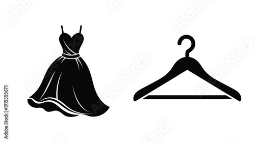 Black dress and hanger illustration a striking visual silhouette