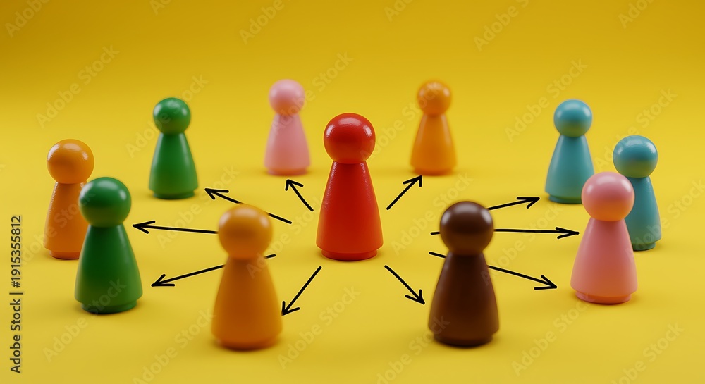 Obraz premium Colorful Wooden Game Pieces on Yellow Background