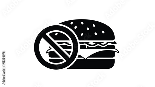 No burger allowed a prohibition sign in black silhouette