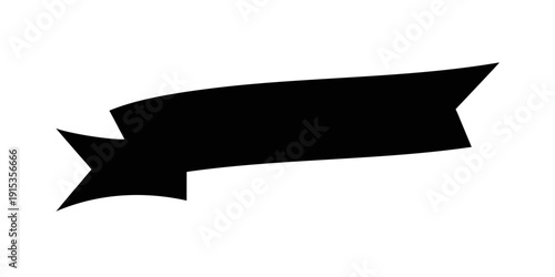 Minimalist black ribbon banner silhouette