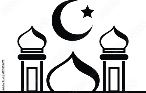 Mosque Silhouette Icon Set. Islamic Architecture Vector Collection. Vector illustration eps 10
