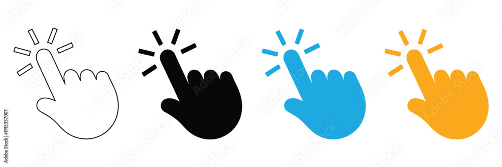 Fototapeta premium Hand Click Icon hand pointer vector symbol, click gesture illustration