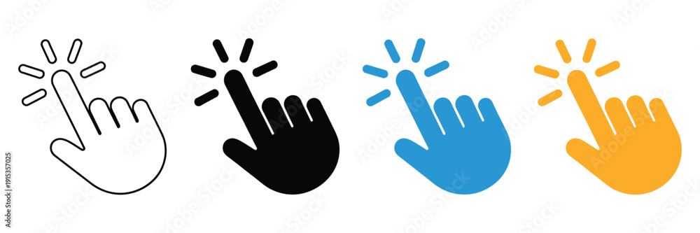 Fototapeta premium Hand Click Icon hand pointer vector symbol, click gesture illustration
