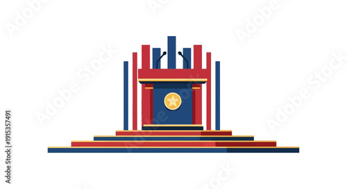 Illustration of a stylized Japanese imperial crest with a chrysanthemum emblem and rising sun design on a red and white background, symbolizing the Emperor's Birthday celebration with