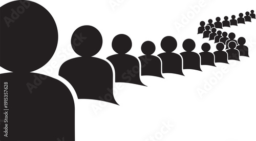 Large group of people icons in a line formation