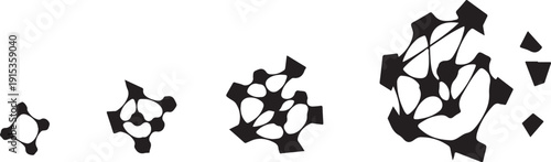 Geometric shapes forming connections and breaking apart slowly