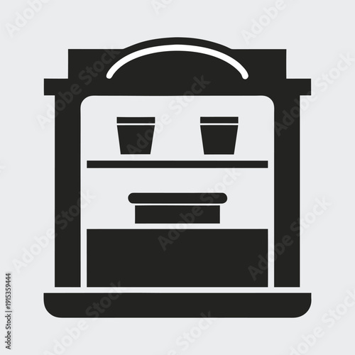 Black Icon of a Refrigerator with Two Shelves and a Drawer 