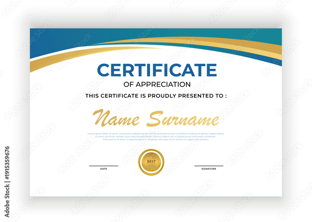 Obraz premium Modern Certificate of Appreciation Template Design Vector Layout