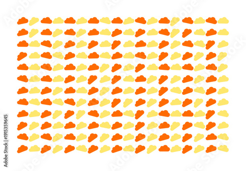 Orange and yellow clouds arranged in rows