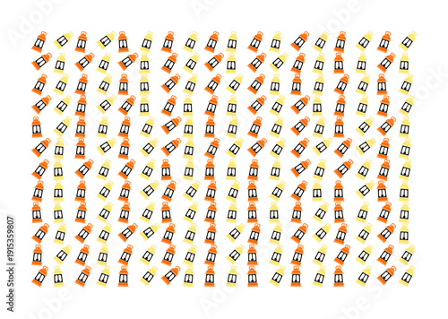 Camping lantern pattern with vintage equipment