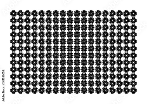Black citrus slices pattern on white background