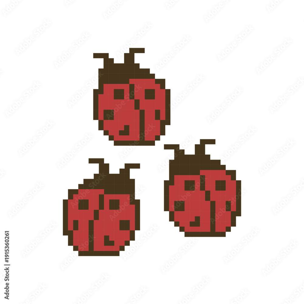 Obraz premium Three Cute Red Ladybugs Garden Insects