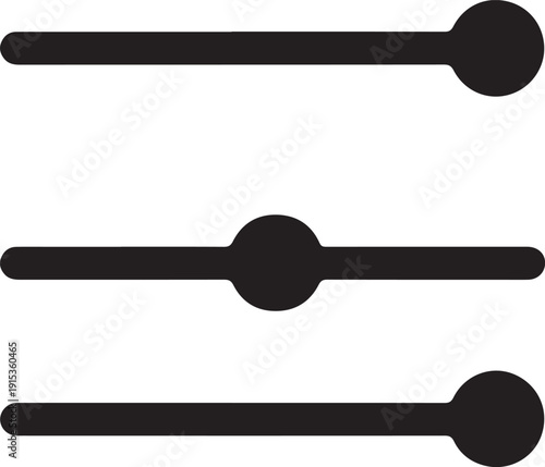 Minimalist black and white icon of three horizontal sliders for adjusting settings or volume control