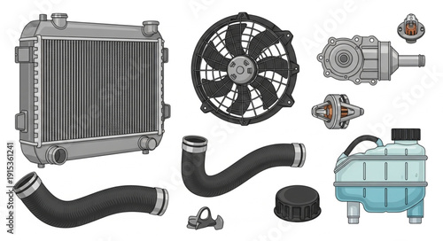 Car Radiator and Cooling System Parts.