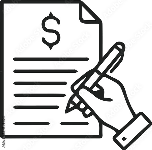 Signing Financial Document Icon Money Contract