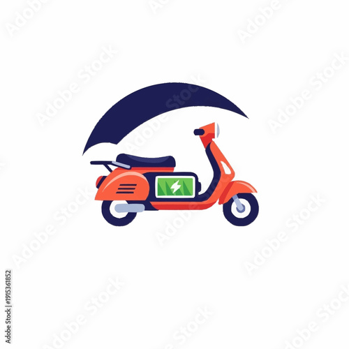 Electric Scooter with Battery and Umbrella Protection.