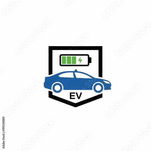 Electric Vehicle Charging and Battery Status Illustration.