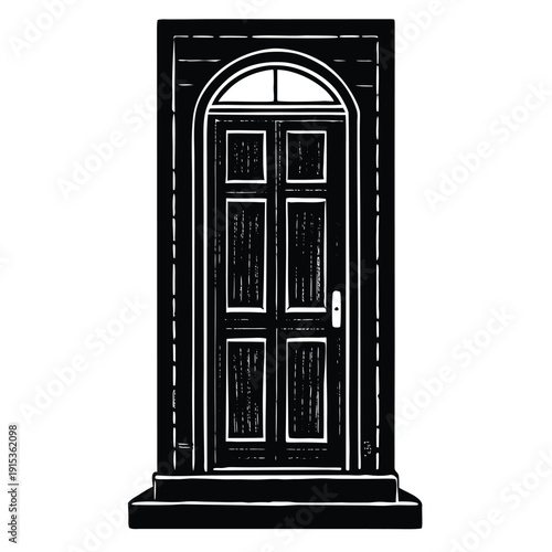 Door icons set. Open, close and ajar door. Doors collection. Opened entrance door set flat style.