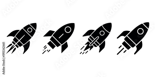 Rocket ship icons, symbolizing space travel, launch, exploration, future, speed, progress, innovation, technology, adventure, takeoff