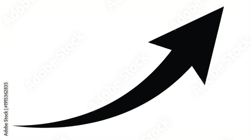 Black curved arrow pointing upwards on white background