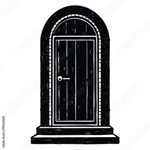 Door icons set. Open, close and ajar door. Doors collection. Opened entrance door set flat style.