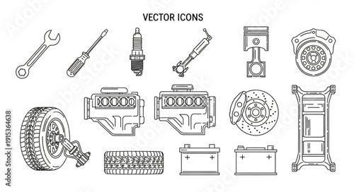 Collection of Mechanical Vector Icons.