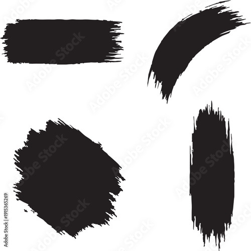 Silhouette of a brush styles background  in black and white silhouette vector with transparent background 