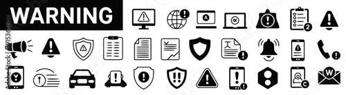 warning alert exclamation icon set