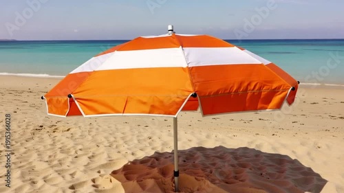 4K video of a beach umbrella on a sunny day